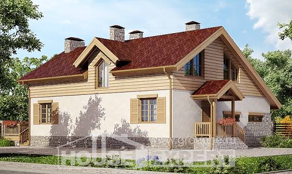 165-002-П Проект двухэтажного дома мансардой, гараж, экономичный домик из керамзитобетонных блоков Можга, House Expert