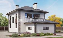 185-004-Л Проект двухэтажного дома, гараж, современный дом из газосиликатных блоков Глазов, House Expert