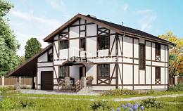 250-002-Л Проект двухэтажного дома мансардой и гаражом, красивый домик из кирпича Можга, House Expert