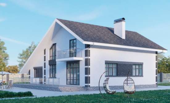 190-008-П Проект двухэтажного дома мансардой и гаражом, красивый домик из теплоблока Можга | Проекты домов от House Expert