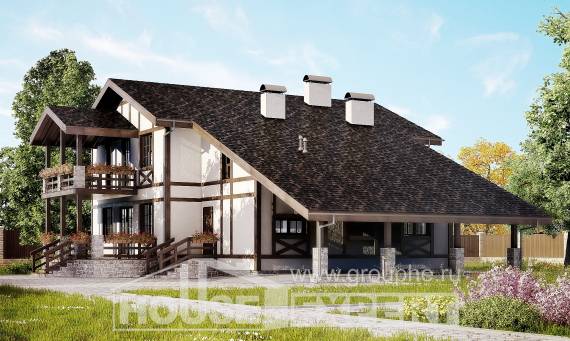 250-002-Л Проект двухэтажного дома с мансардным этажом и гаражом, простой коттедж из кирпича Воткинск, House Expert