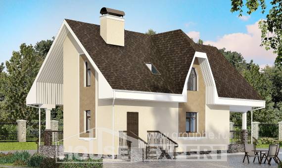 125-001-Л Проект двухэтажного дома мансардный этаж, классический коттедж из газобетона Воткинск, House Expert