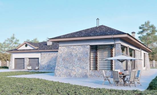 280-004-Л Проект одноэтажного дома и гаражом, уютный домик из газосиликатных блоков Можга | Проекты одноэтажных домов от House Expert