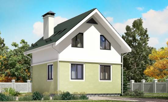 070-001-П Проект двухэтажного дома с мансардой, бюджетный домик из поризованных блоков, Сарапул