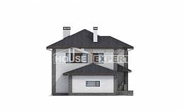 185-004-Л Проект двухэтажного дома и гаражом, уютный коттедж из бризолита Можга, House Expert