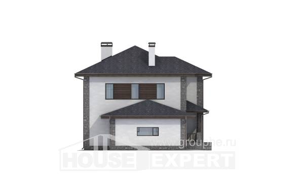 185-004-Л Проект двухэтажного дома и гаражом, простой домик из пеноблока, Можга